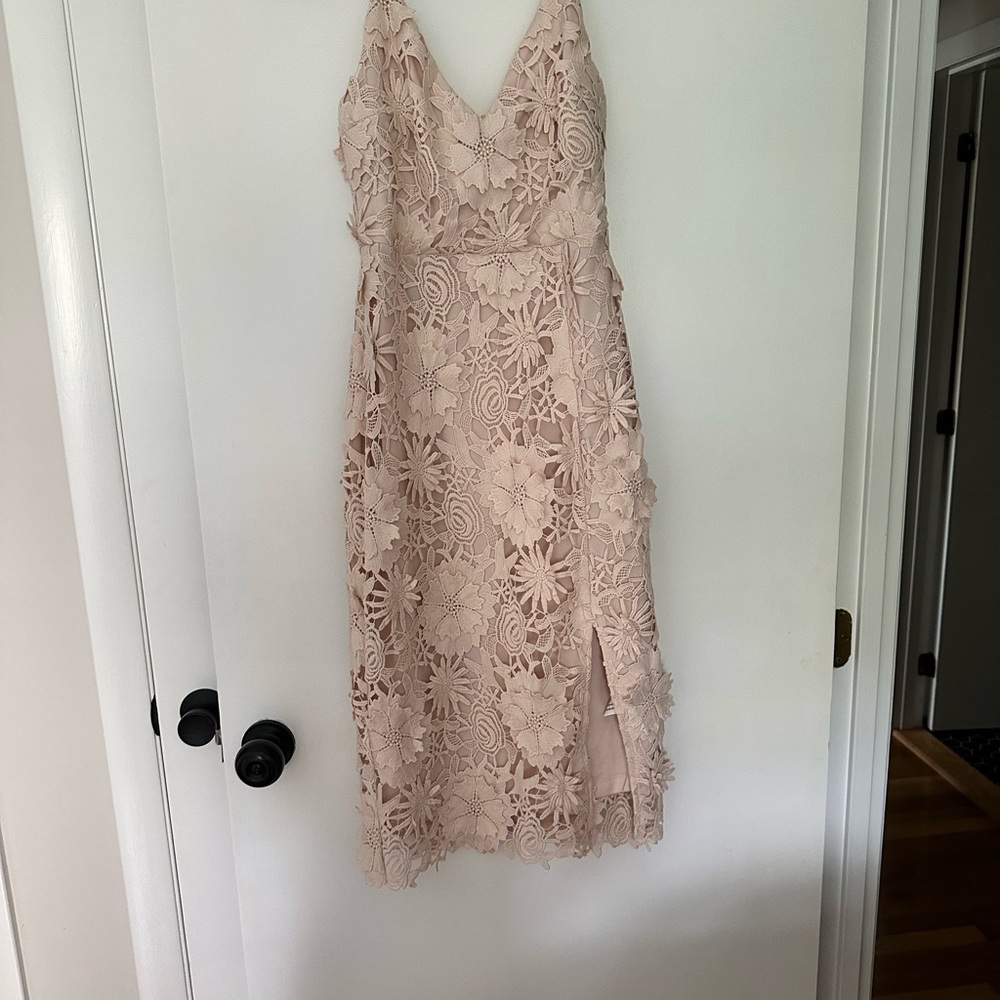 Lulus Lace Sleeveless Dress in Cream
